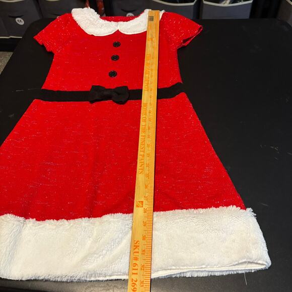 Holiday Time Girl Red White Santa Christmas Dress 10/12 - Picture 4 of 6